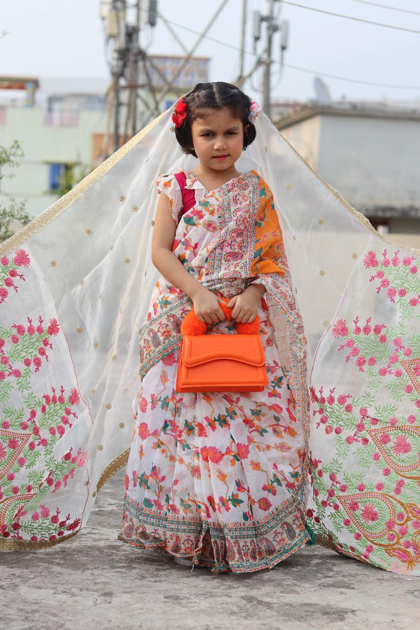 বেবি স্কিন প্রিন্ট শাড়ি